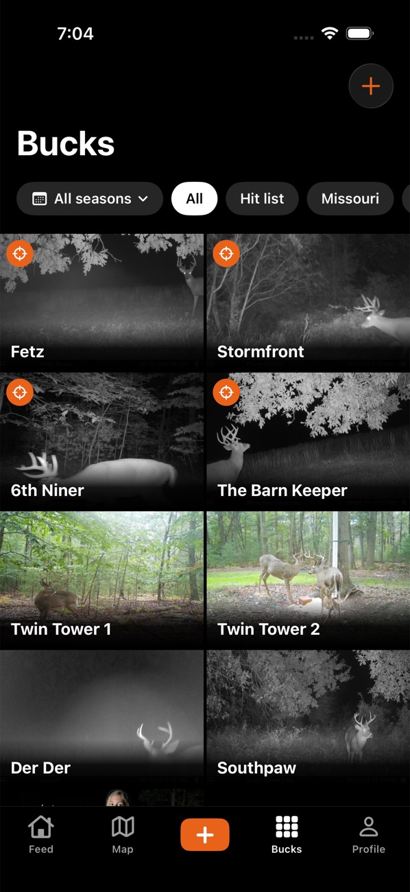 The Bucks tab: a grid of the bucks you're tracking